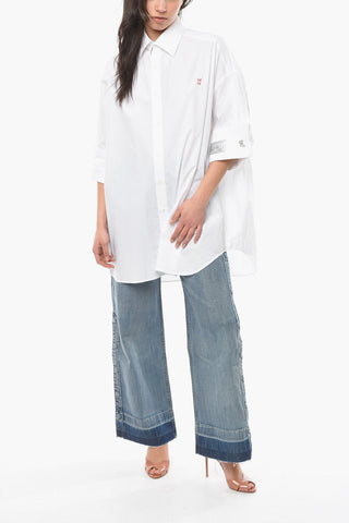 Camicia Con Logo Ricamato A Maniche Corte Con Risvolto	