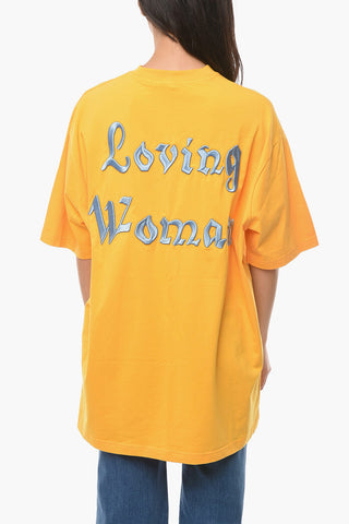 Crew-neck T-shirt with Graphic Print and Logo Patch