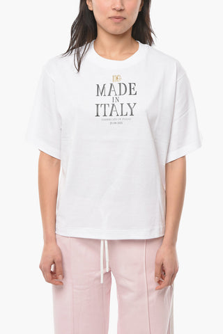 MADE IN ITALY Printed T-shirt with Gold-tone Application Logo