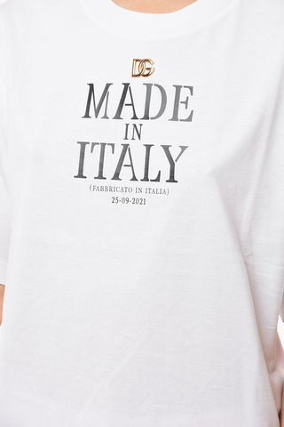 MADE IN ITALY Printed T-shirt with Gold-tone Application Logo