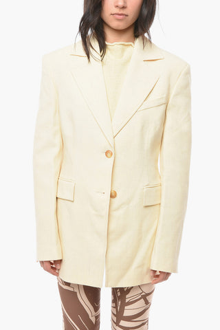 Blazer MANOUK in Tweed di Seta con Vita Stretta