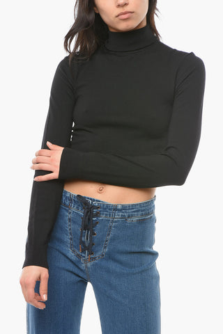 Merino Wool Cropped Sweather with Turtleneck