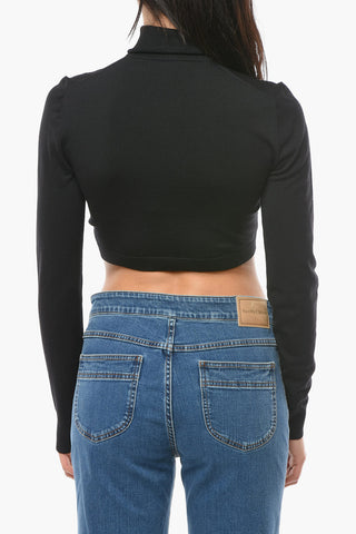 Merino Wool Cropped Sweather with Turtleneck