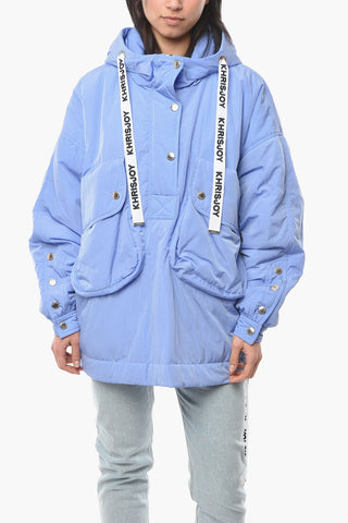 Oversized Padded Puffer with Maxi Front Pocket and Logoed Drawstrings