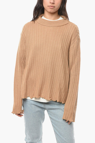 MM1 Maglione Oversize in Misto Lana con Collo Alto