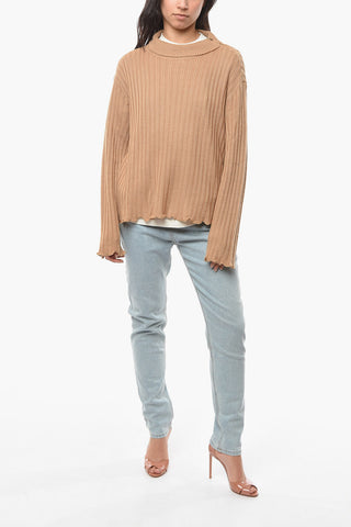 MM1 Maglione Oversize in Misto Lana con Collo Alto