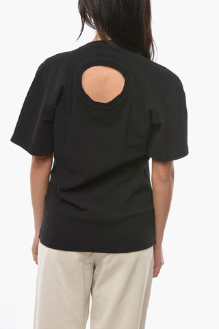 Eco Cotton T-shirt with Back Cut Out and Logoed Embroidery