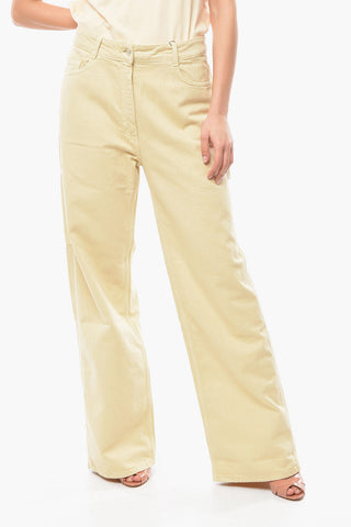 High-waisted Wide-leg Denims with Back Wallet 27cm