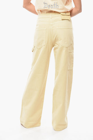 High-waisted Wide-leg Denims with Back Wallet 27cm