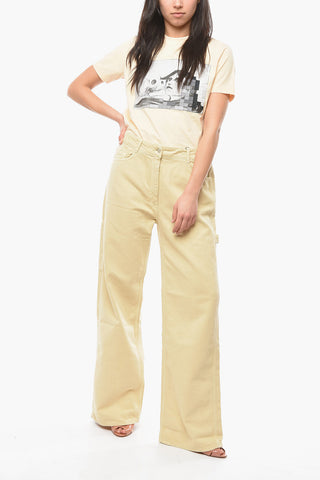 High-waisted Wide-leg Denims with Back Wallet 27cm