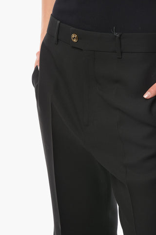 Silk-blend Flared Trousers with Front Pleats