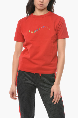 Crewneck FLOW T-shirt with Embroidered Logo