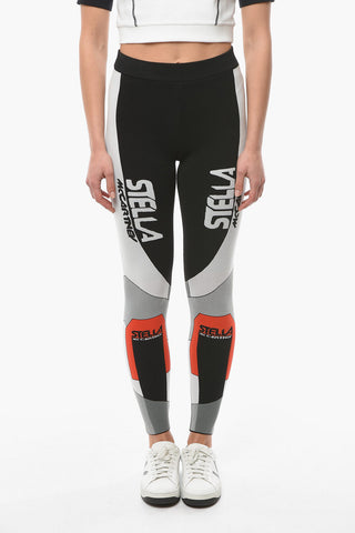Leggings Elasticizzati con Maxi Logo a Contrasto