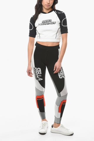 Leggings Elasticizzati con Maxi Logo a Contrasto