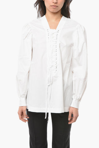 NOIR KEI NINOMIYA Double Lace-up Detail Cotton Blouse