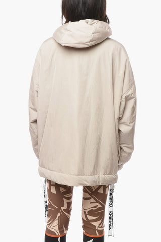 Oversized Padded Puffer with Maxi Front Pocket and Logoed Drawstrings