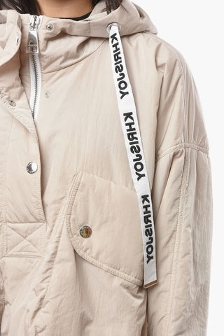 Oversized Padded Puffer with Maxi Front Pocket and Logoed Drawstrings
