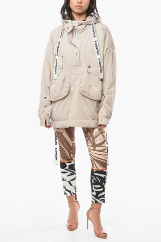 Oversized Padded Puffer with Maxi Front Pocket and Logoed Drawstrings