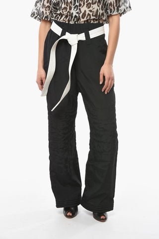 Pantaloni Cargo in Lino e Viscosa Sostenibile con Cintura