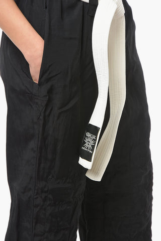 Pantaloni Cargo in Lino e Viscosa Sostenibile con Cintura