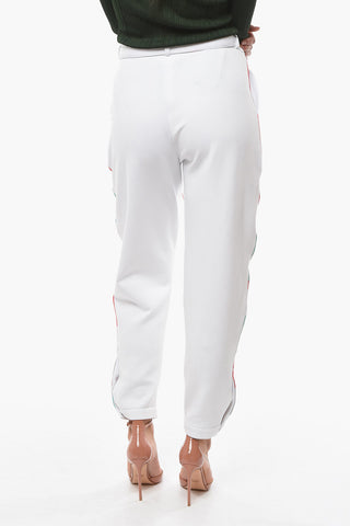 EMPORIO Belted Cotton Blend Pants with Embroidery