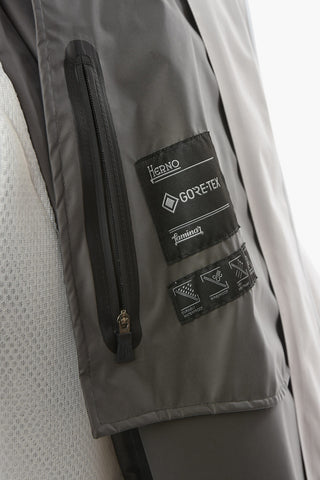 LAMINAR Maxi Giubbotto Impermeabile con Cappuccio e Chiusura Zip