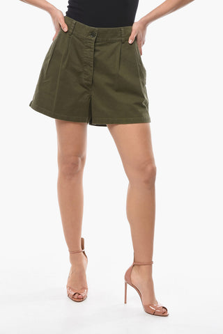 High-waisted Wide-leg Shorts with Pleats