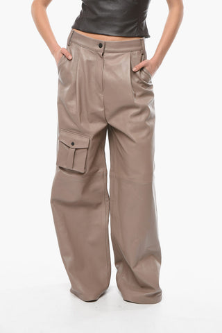 High-waisted Cowhide PANTIN Trousets with Wide-leg