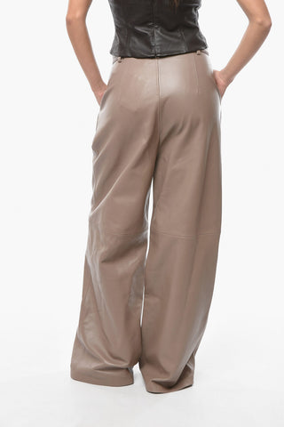 High-waisted Cowhide PANTIN Trousets with Wide-leg