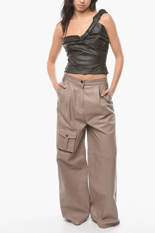 High-waisted Cowhide PANTIN Trousets with Wide-leg