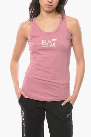 EMPORIO Crew-neck Tank Top with Rhinestone Application and Logo Print