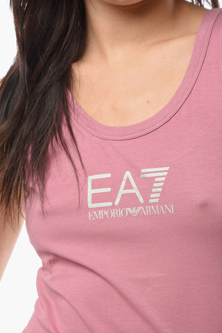 EMPORIO Crew-neck Tank Top with Rhinestone Application and Logo Print