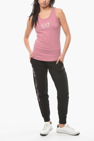 EMPORIO Crew-neck Tank Top with Rhinestone Application and Logo Print