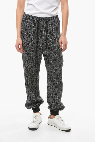 Joggers con Coulisse e Lettering a Contrasto Allover