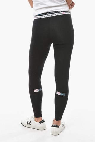 EMPORIO Stretch Cotton Leggings with Logoed Waistband