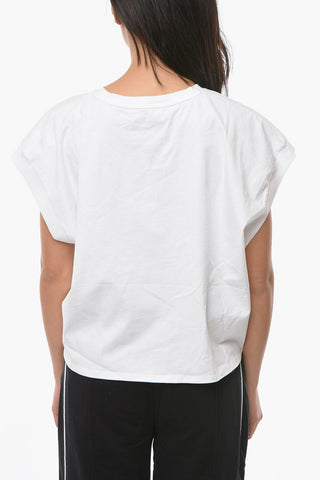 T-shirt Crop con Nodo e Logo Ton-sur-ton