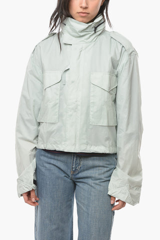 VICTORIA BECKHAM Nylon Windbreaker Jacket with Extractable Hood