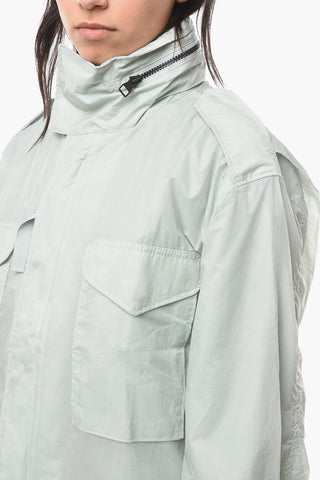 VICTORIA BECKHAM Nylon Windbreaker Jacket with Extractable Hood