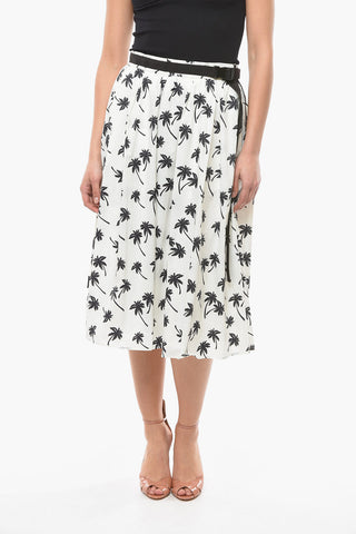 Printed Long Skirt With Buckle
