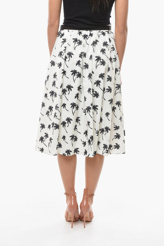Printed Long Skirt With Buckle