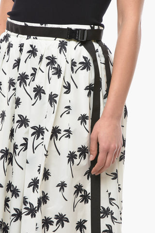 Printed Long Skirt With Buckle