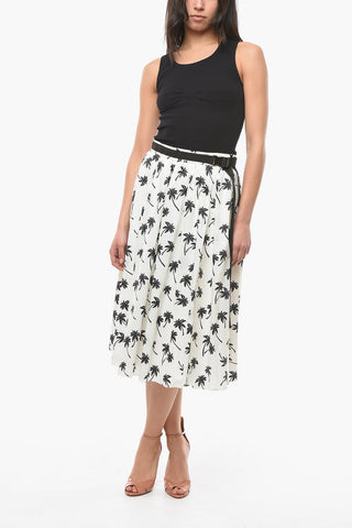 Printed Long Skirt With Buckle