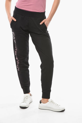 EMPORIO Elasticated Waistband Joggers with Contrasting Logo Lettering
