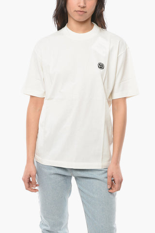 Crew-neck T-shirt with Contrasting Logoed Embroidery