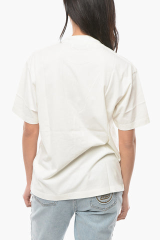 Crew-neck T-shirt with Contrasting Logoed Embroidery