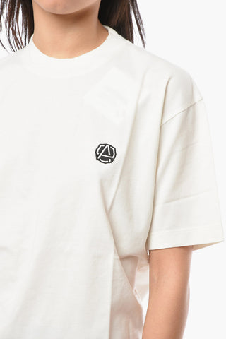 Crew-neck T-shirt with Contrasting Logoed Embroidery