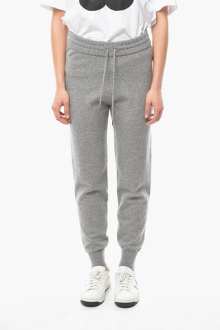 Drawstringed Cashmere Joggers with Back Logoed Embroidery