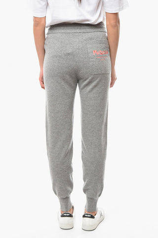 Drawstringed Cashmere Joggers with Back Logoed Embroidery