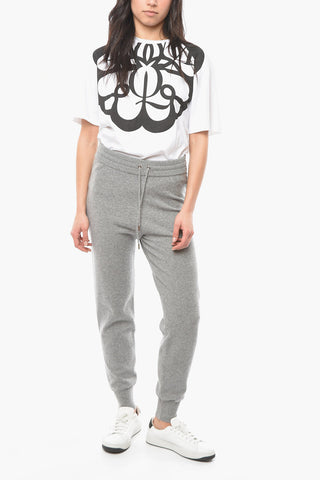 Drawstringed Cashmere Joggers with Back Logoed Embroidery