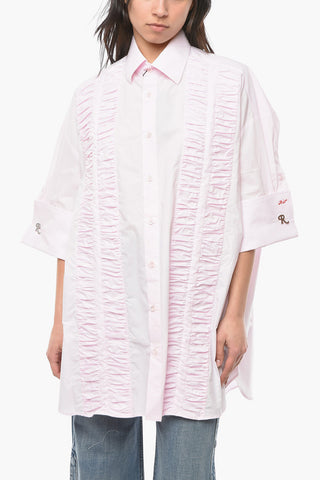 Camicia Con Rouches A Maniche Corte Con Risvolto